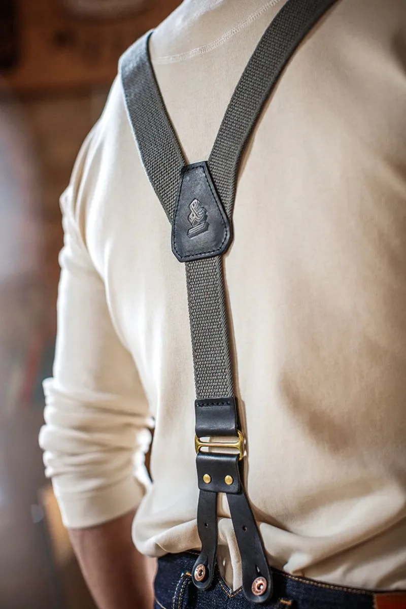 &SONS Black Leather Braces Shop