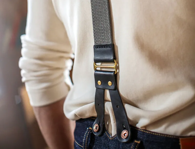 &SONS Black Leather Braces Shop