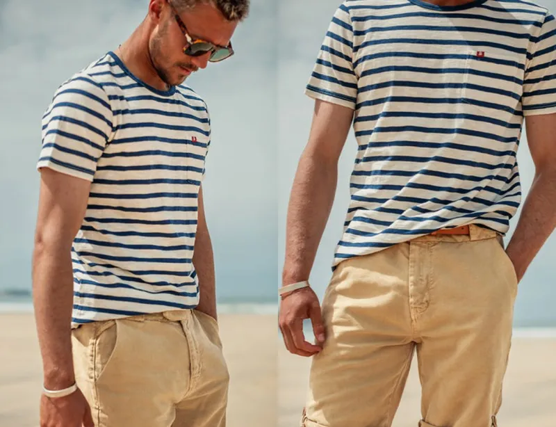 &SONS Breton Striped T Shirt Blue Outlet