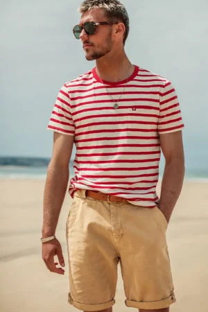 &SONS Breton Striped T Shirt Red Cheap