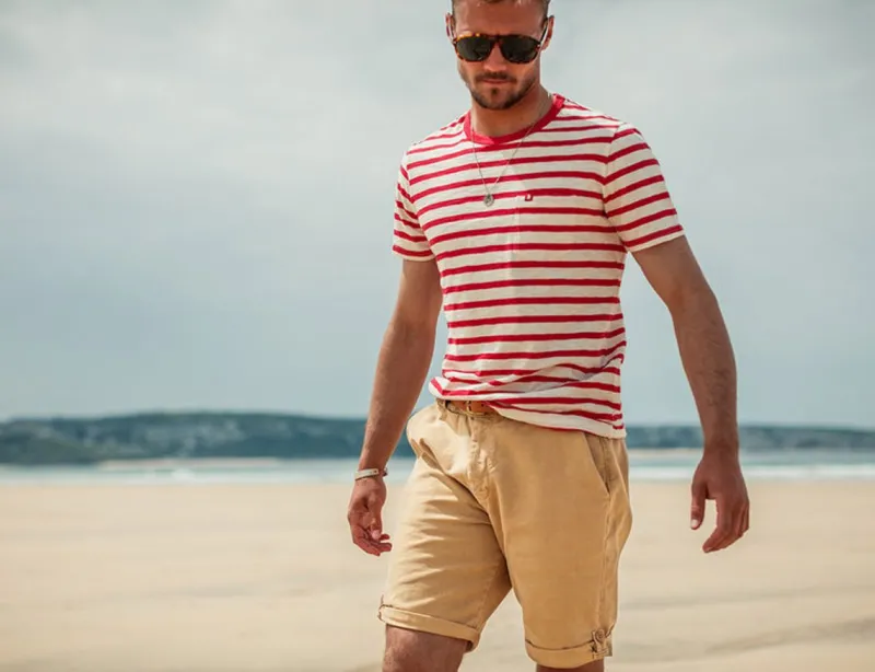 &SONS Breton Striped T Shirt Red Cheap