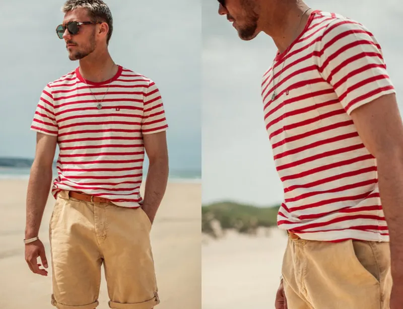 &SONS Breton Striped T Shirt Red Cheap