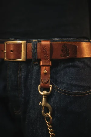 &SONS Brown Leather Key Fob Cheap