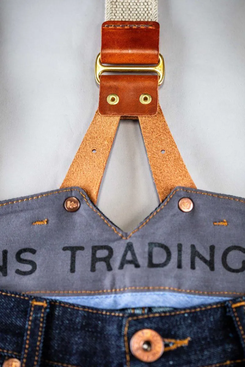 &SONS Cream Leather Braces Clearance