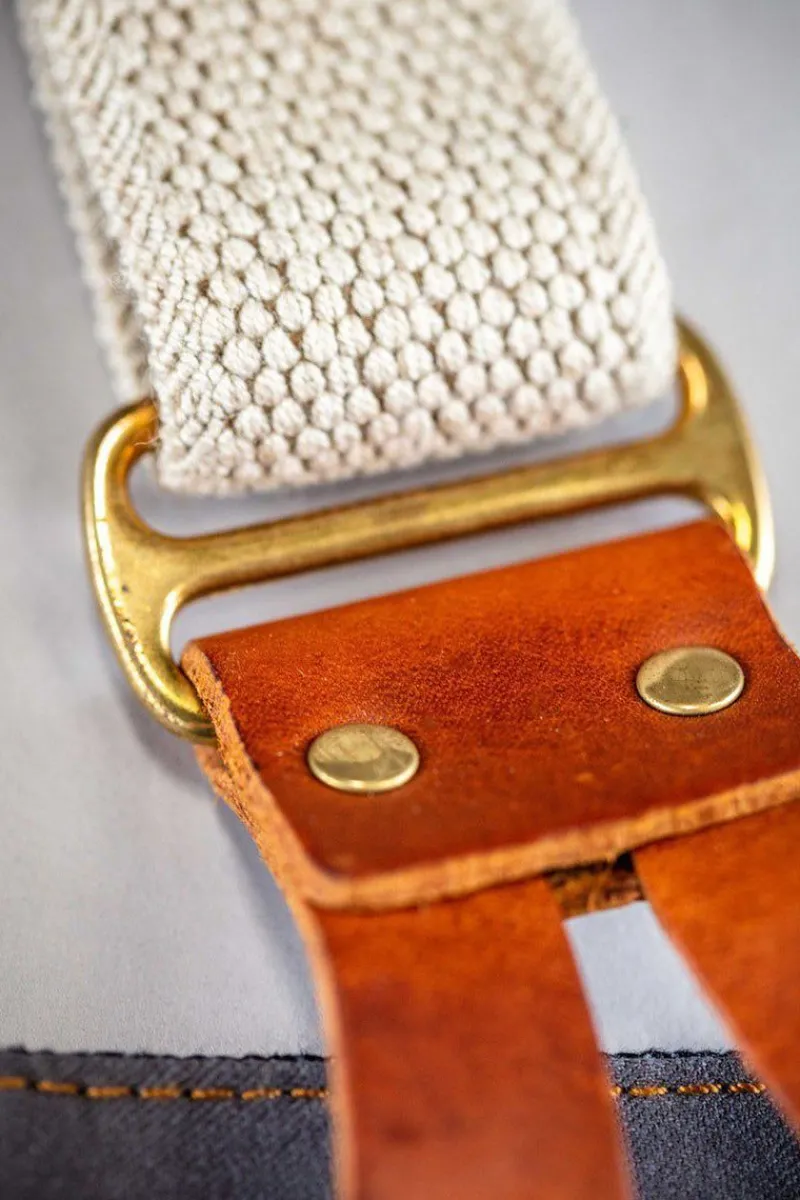 &SONS Cream Leather Braces Clearance