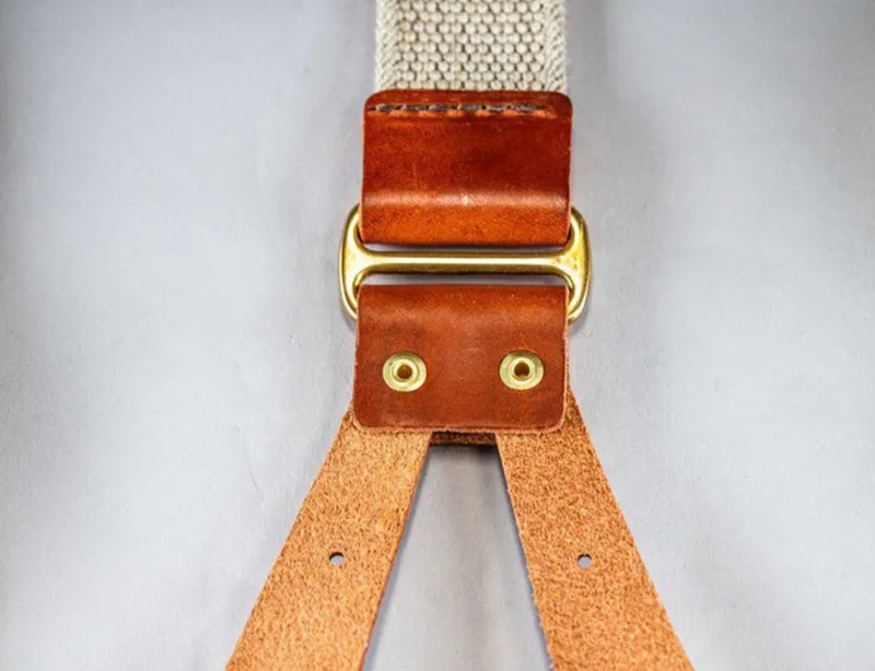&SONS Cream Leather Braces Clearance