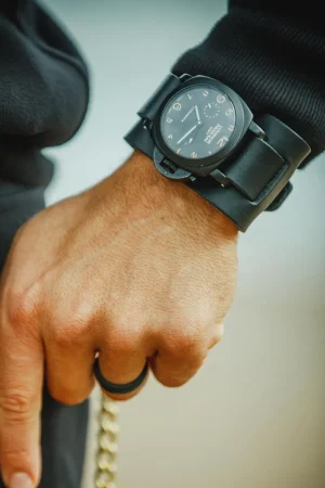 &SONS Leather Watch / Wrist Cuff Black Hot