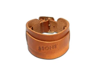 &SONS Leather Watch / Wrist Cuff Tan Cheap