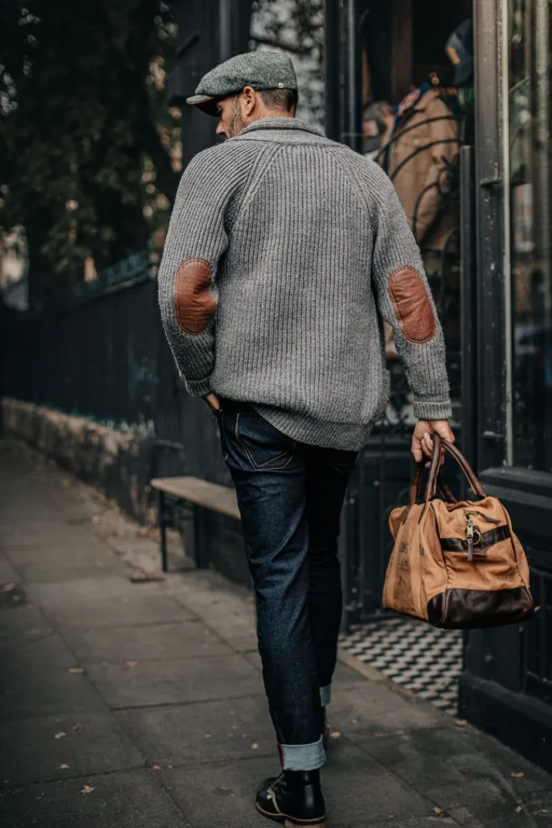 &SONS Pioneer British Wool Cardigan Grey Fashion