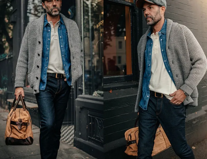 &SONS Pioneer British Wool Cardigan Grey Fashion
