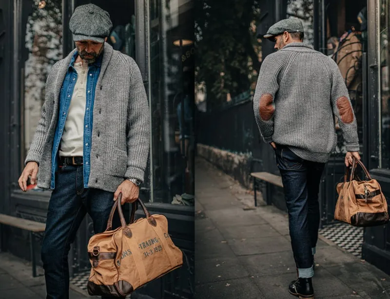 &SONS Pioneer British Wool Cardigan Grey Fashion