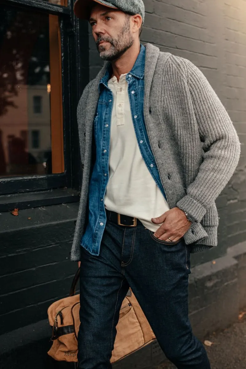 &SONS Pioneer British Wool Cardigan Grey Fashion