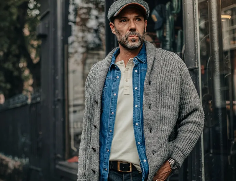 &SONS Pioneer British Wool Cardigan Grey Fashion