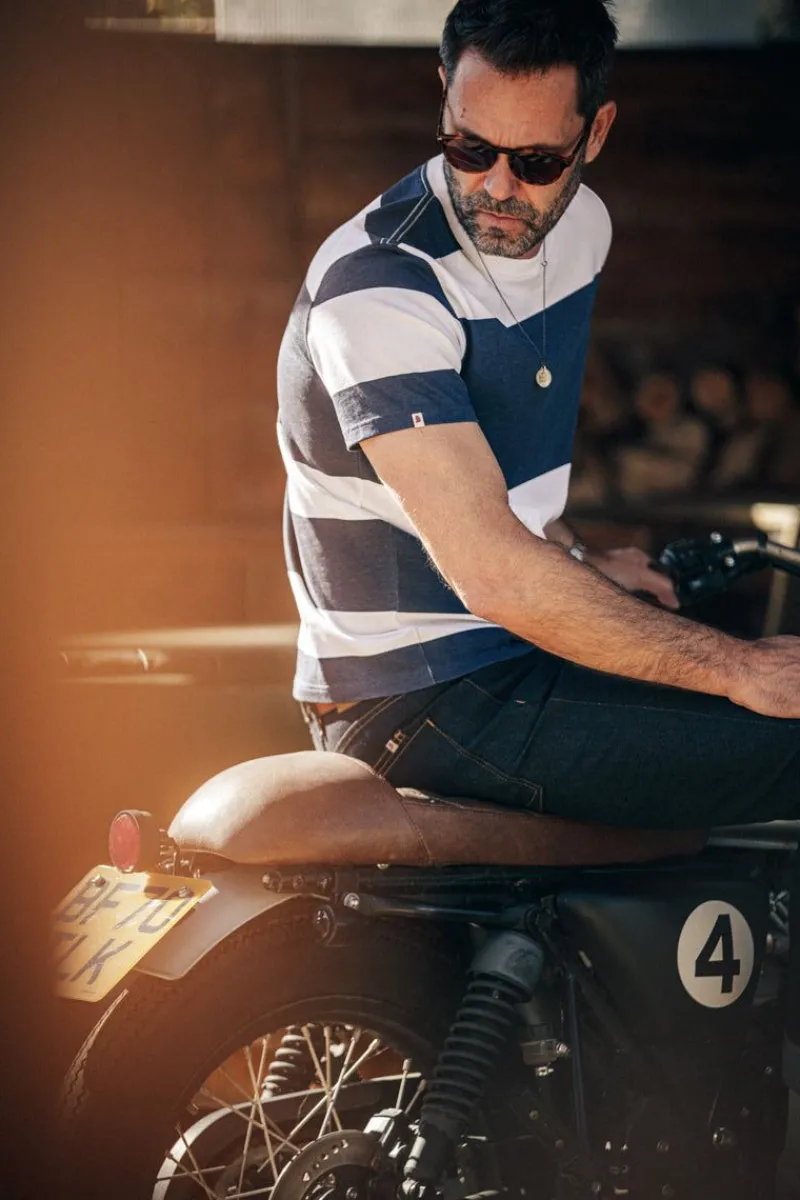 &SONS 75 T-Shirt Indigo Stripe Shop