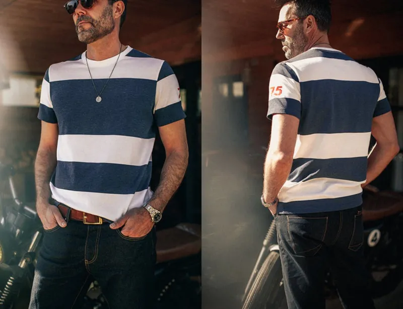 &SONS 75 T-Shirt Indigo Stripe Shop