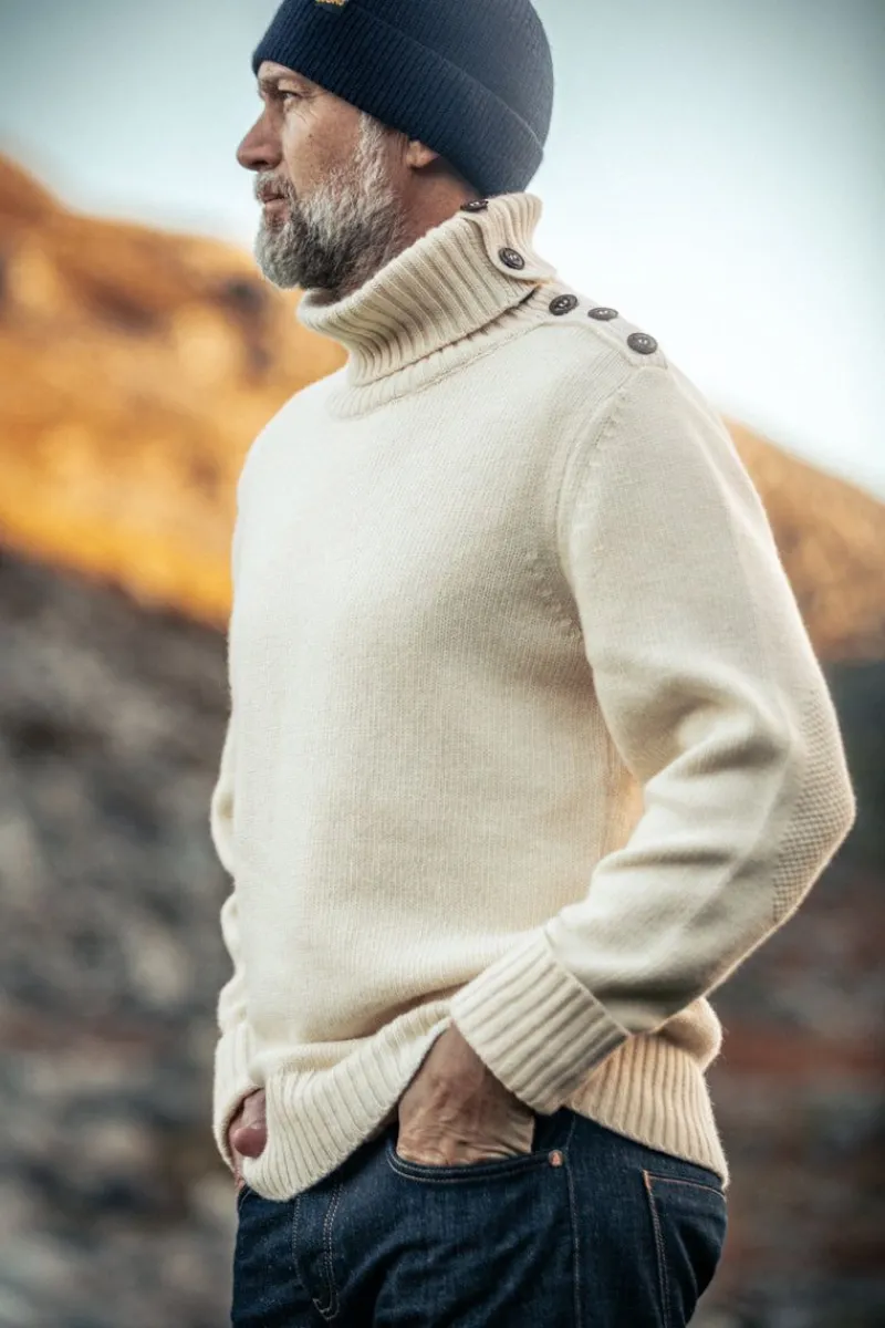 &SONS Ahab Submariner Rollneck Jumper Ecru Cheap