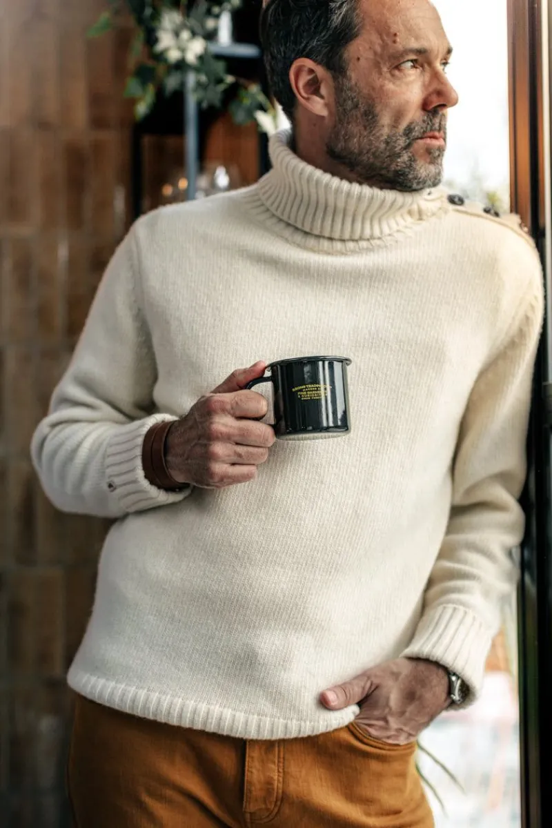 &SONS Ahab Submariner Rollneck Jumper Ecru Cheap