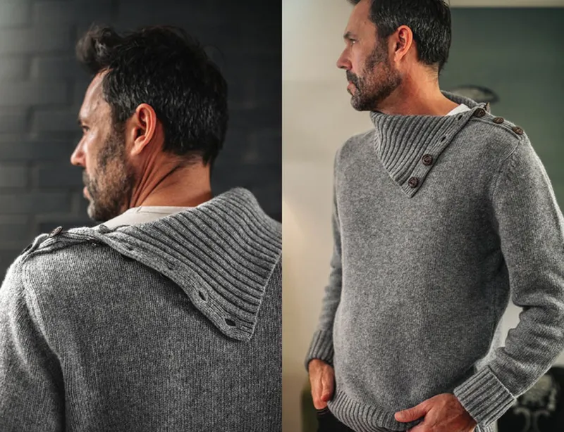 &SONS Ahab Submariner Rollneck Jumper Grey Outlet
