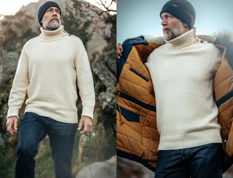 &SONS Ahab Submariner Rollneck Jumper Ecru Cheap