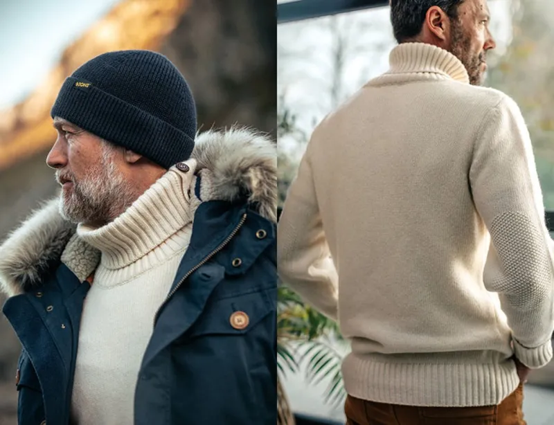&SONS Ahab Submariner Rollneck Jumper Ecru Cheap