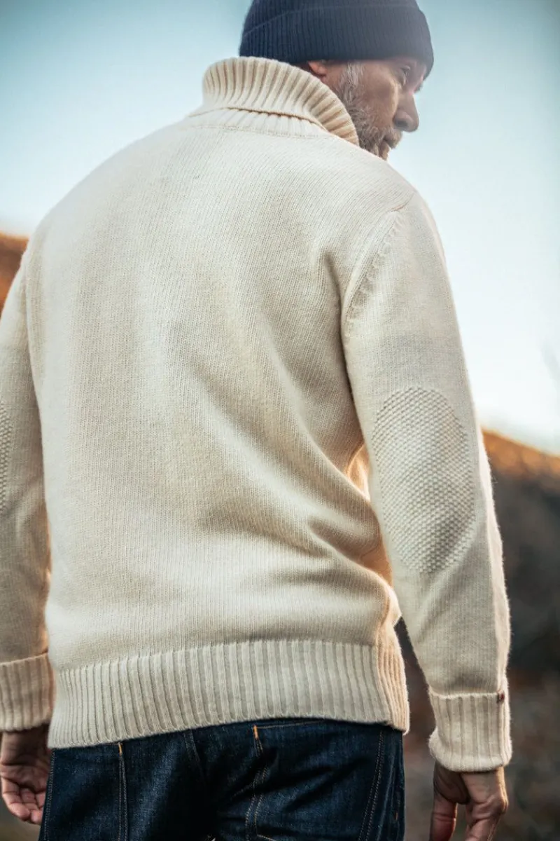 &SONS Ahab Submariner Rollneck Jumper Ecru Cheap