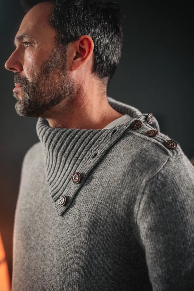 &SONS Ahab Submariner Rollneck Jumper Grey Outlet