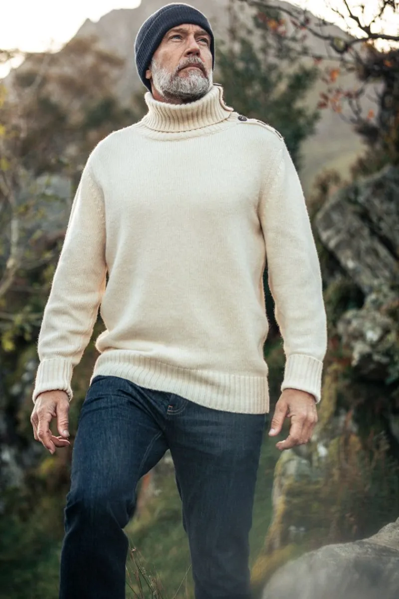 &SONS Ahab Submariner Rollneck Jumper Ecru Cheap