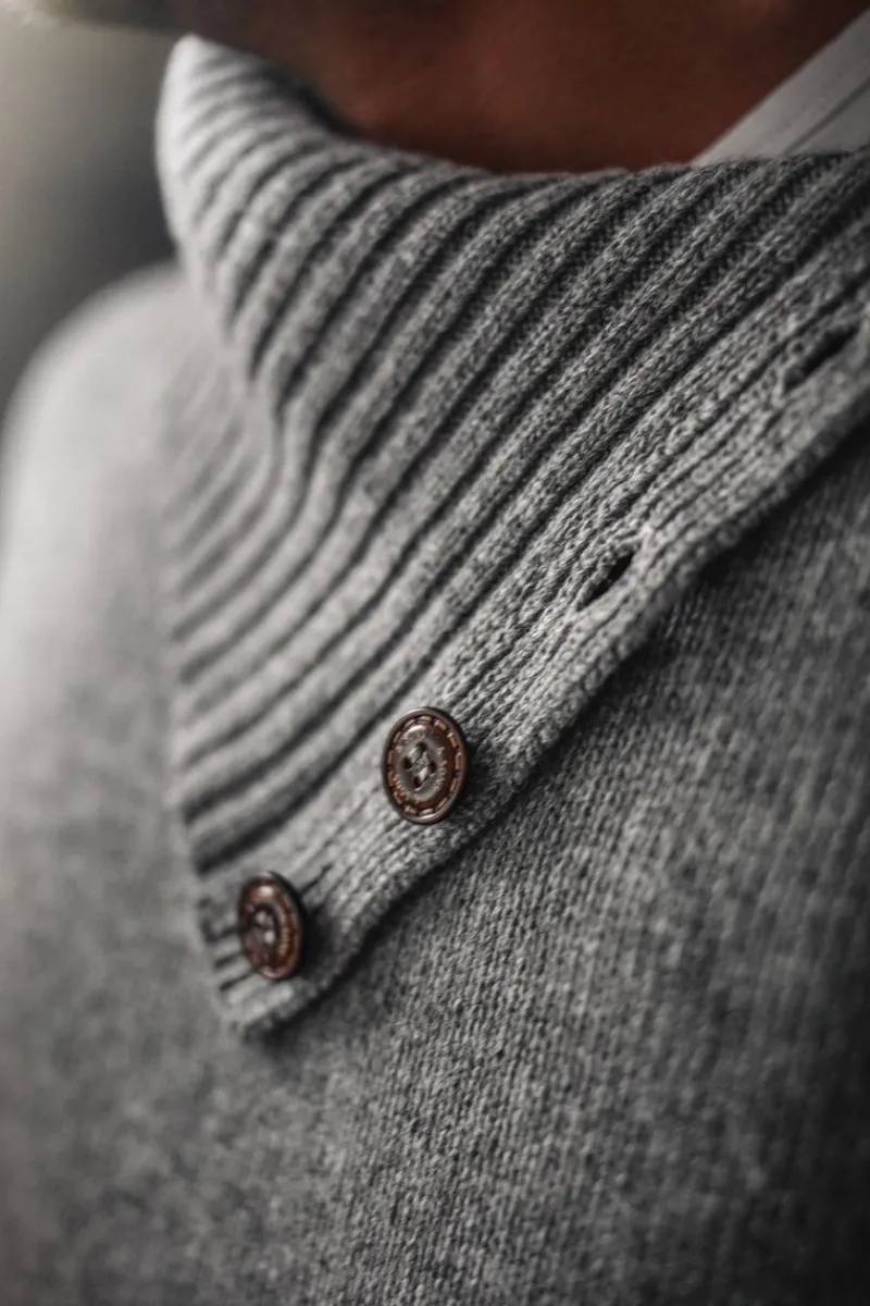&SONS Ahab Submariner Rollneck Jumper Grey Outlet