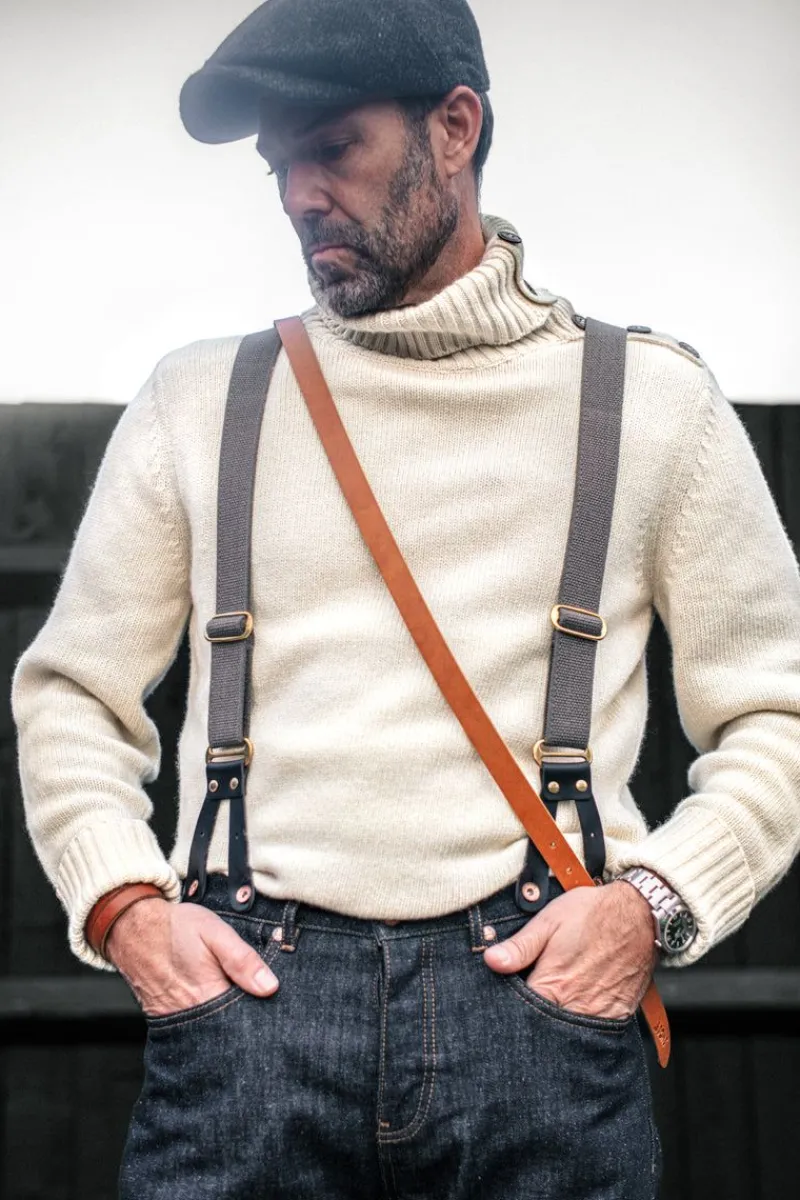 &SONS Ahab Submariner Rollneck Jumper Ecru Cheap