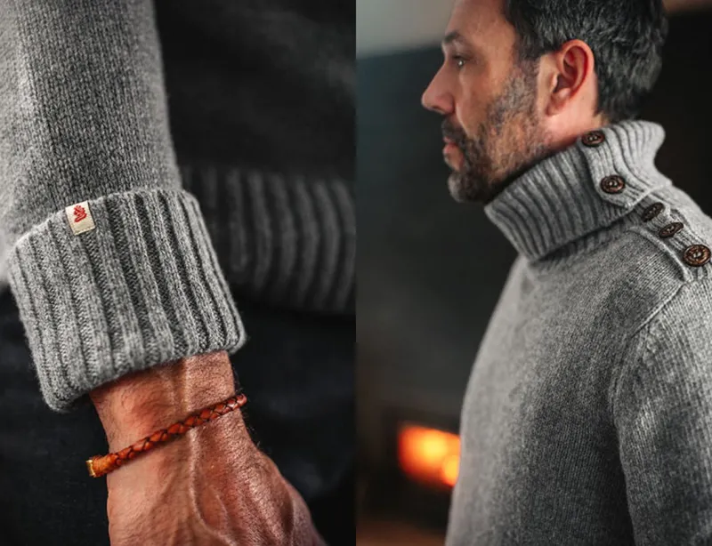 &SONS Ahab Submariner Rollneck Jumper Grey Outlet