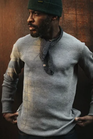 &SONS Base Waffle Crew Neck Grey Marl Best Sale