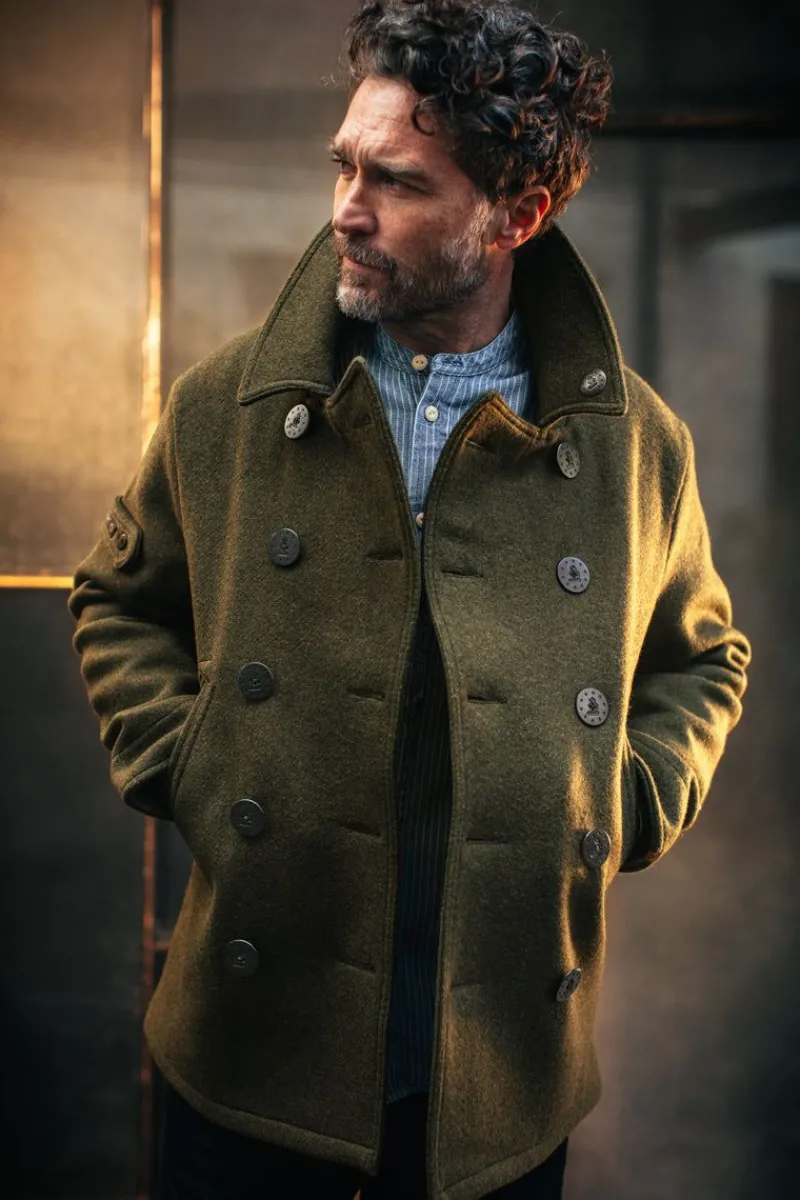 &SONS Boardwalk Peacoat Army Green Cheap
