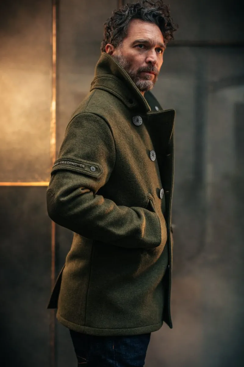 &SONS Boardwalk Peacoat Army Green Cheap