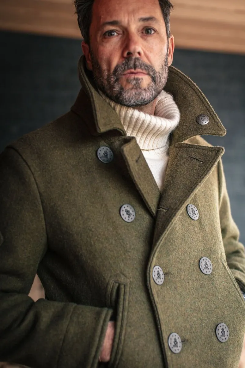 &SONS Boardwalk Peacoat Army Green Cheap