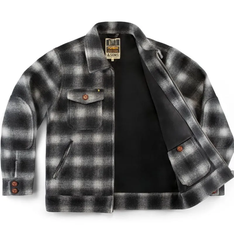 &SONS Cab Coat Grey Check New