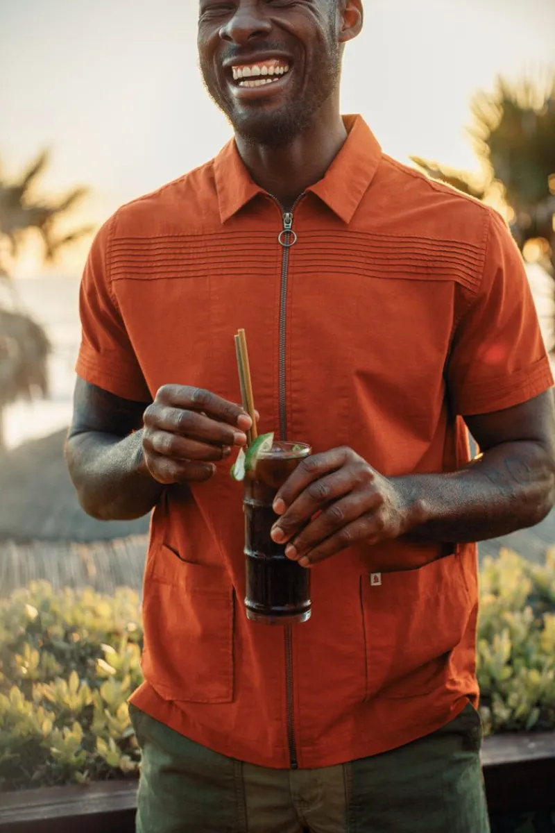 &SONS Cabana Shirt Burnt Orange Store