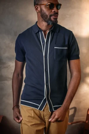 &SONS Dean Polo Navy Cheap