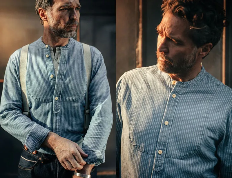 &SONS Emerson Shirt Indigo Stripe New