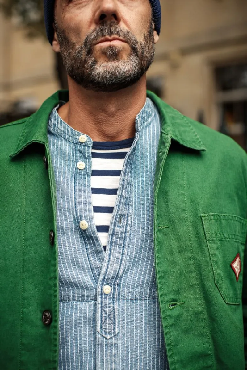 &SONS Emerson Shirt Indigo Stripe New