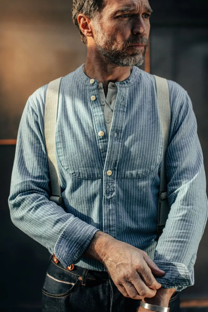 &SONS Emerson Shirt Indigo Stripe New