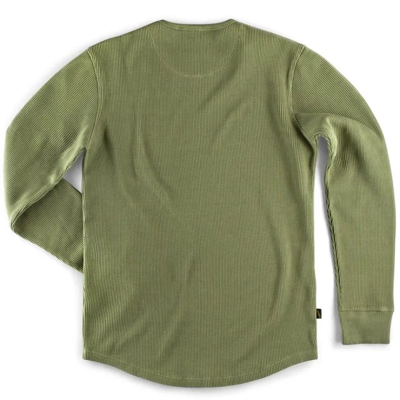 &SONS Glen Pocket Waffle Crew Surplus Green Sale