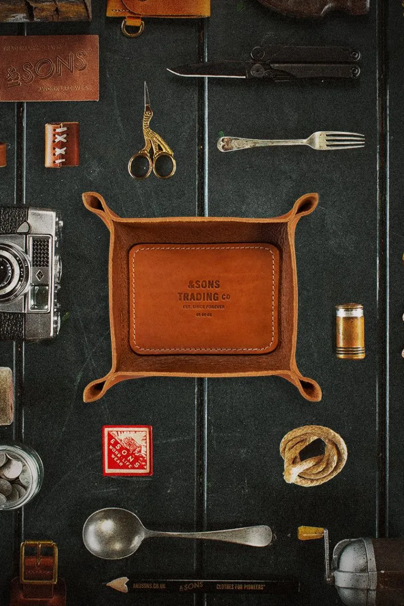 &SONS Leather Tray Tan Best