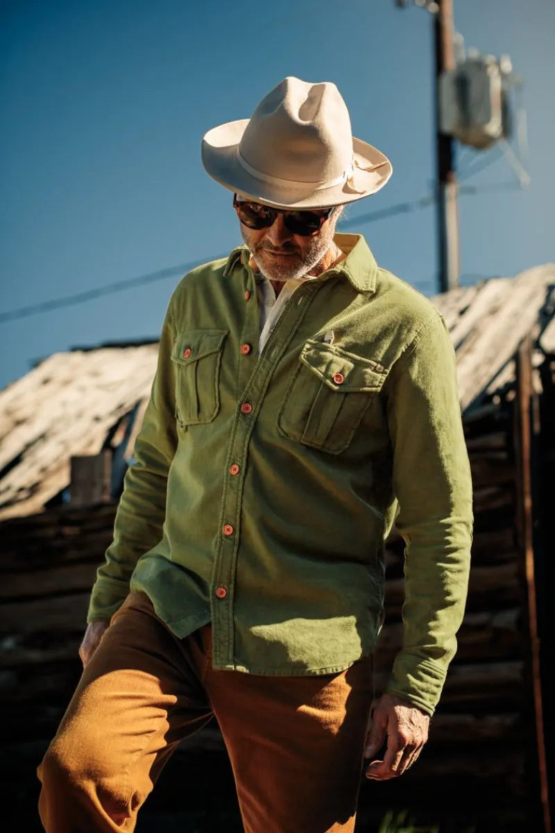 &SONS Lichen Moleskin Shirt Army Green Online