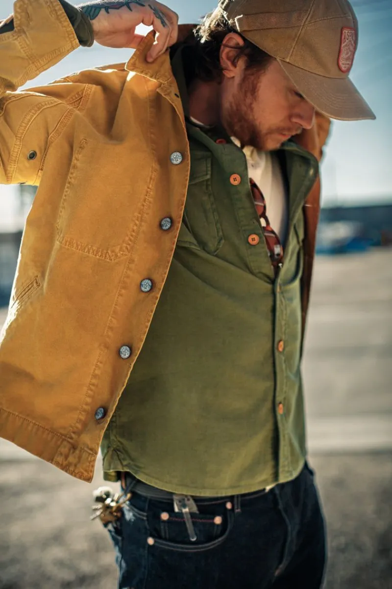 &SONS Lichen Moleskin Shirt Army Green Online
