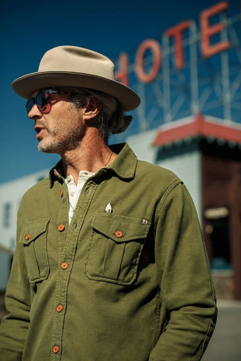 &SONS Lichen Moleskin Shirt Army Green Online