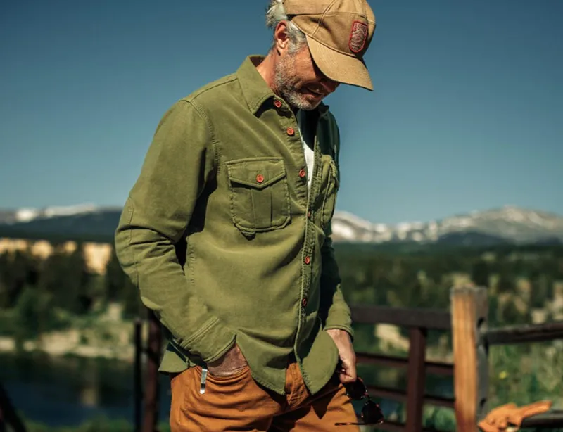 &SONS Lichen Moleskin Shirt Army Green Online