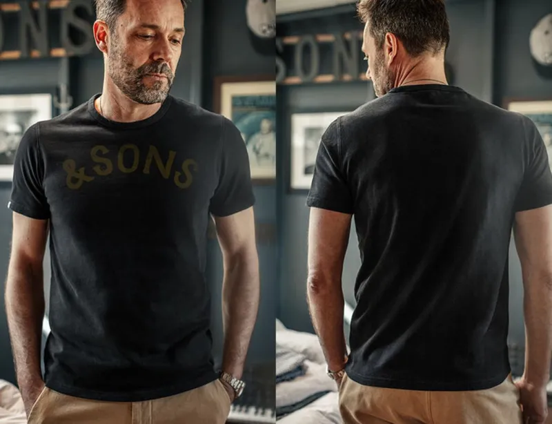 &SONS Original Old Yellow Logo T-Shirt Black Flash Sale