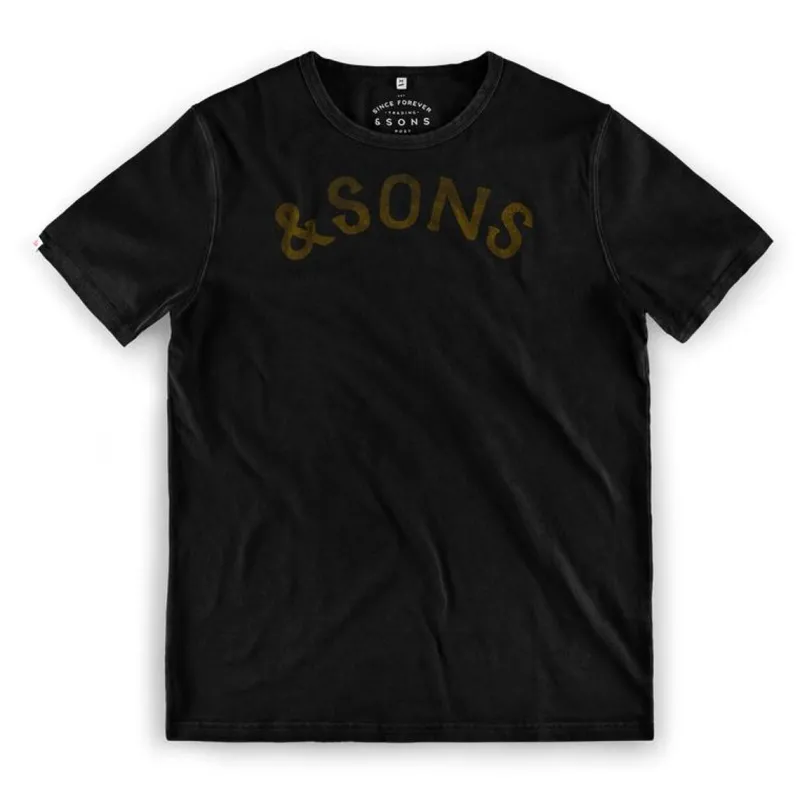 &SONS Original Old Yellow Logo T-Shirt Black Flash Sale