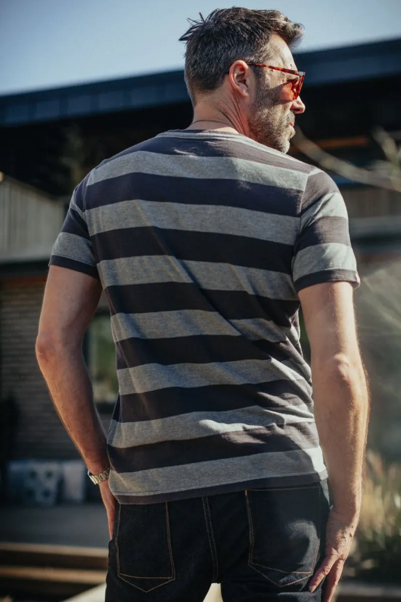 &SONS Papillon T-Shirt Grey Stripe Outlet