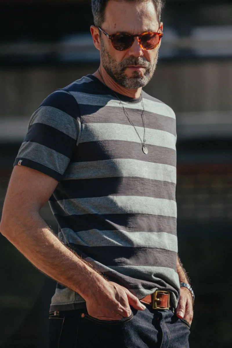 &SONS Papillon T-Shirt Grey Stripe Outlet